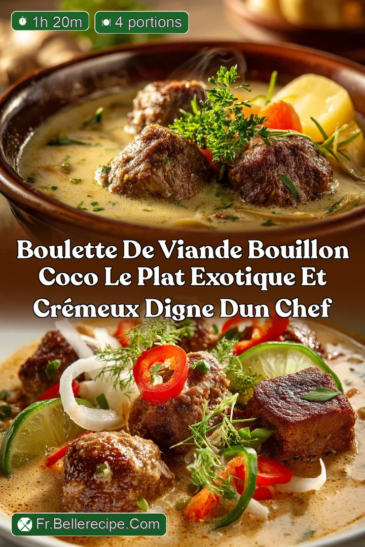 Boulette de viande bouillon coco Le plat exotique et cr&eacute;meux digne dun chef