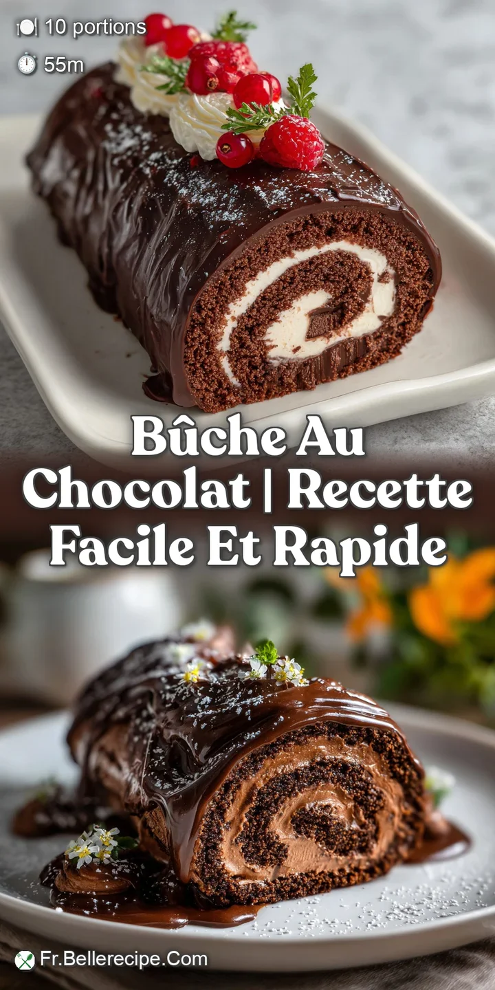 Close-up of a decadent chocolate log: velvety smooth mousse with a hint of shine and tender cake. Chocolatey perfection in...