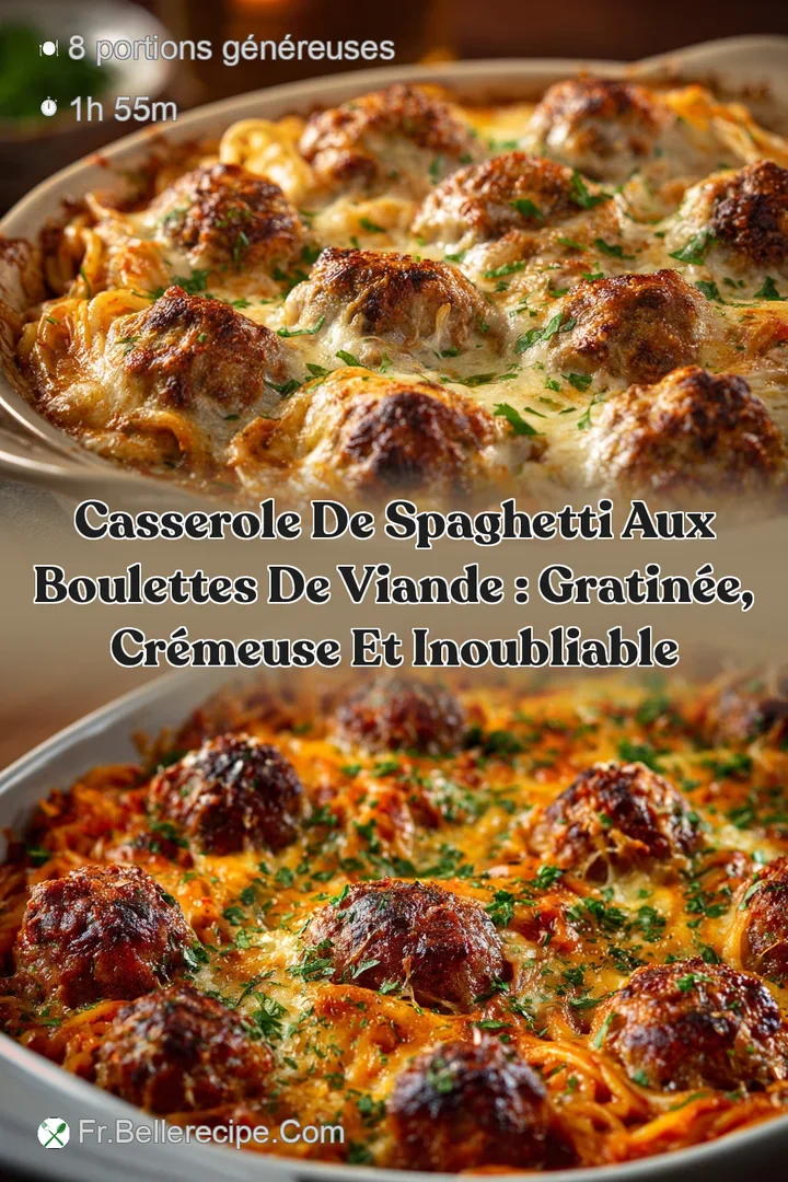 Casserole de spaghetti aux boulettes de viande : Gratin&eacute;e cr&eacute;meuse et inoubliable