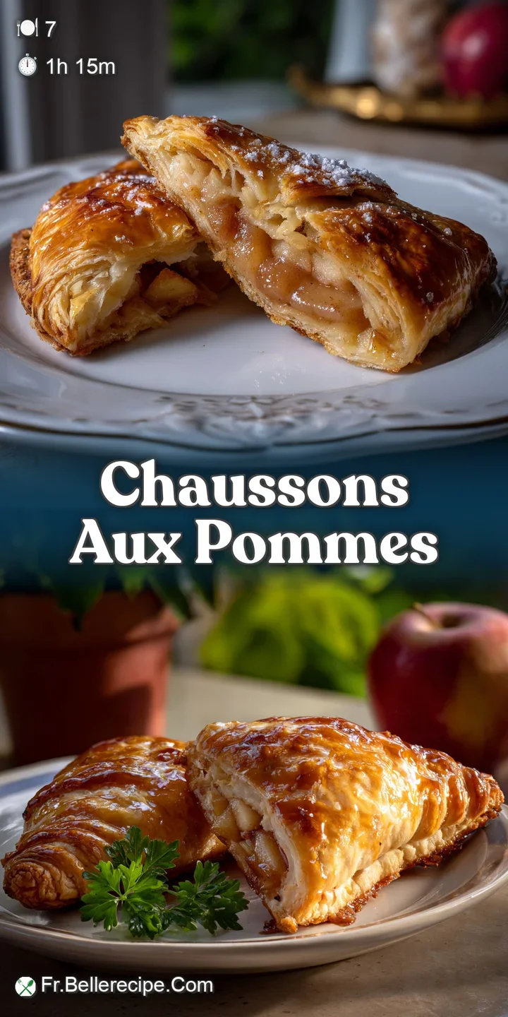 Close-up of a glistening apple turnover, revealing a caramelized apple filling and perfectly crisp, golden-brown pastry la...