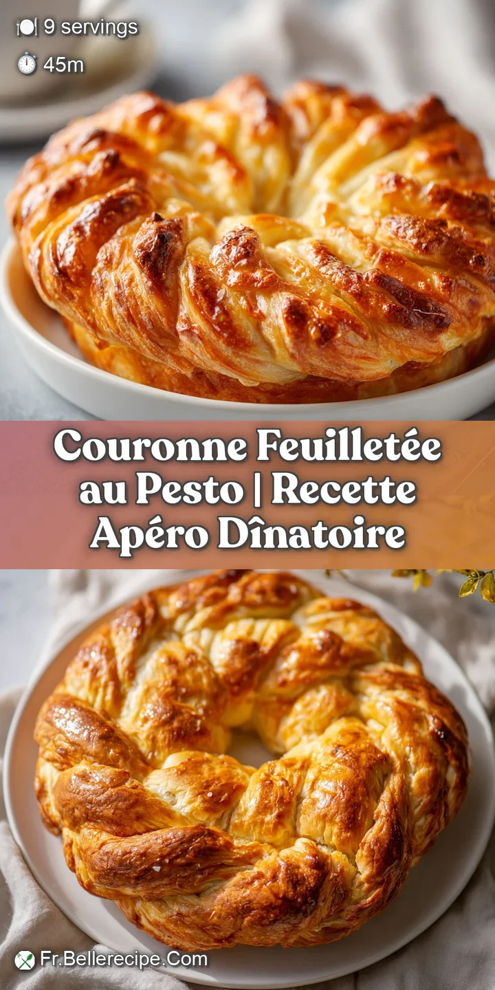 Close-up of warm, flaky pastry revealing a rich, emerald green pesto filling, promising savory deliciousness.