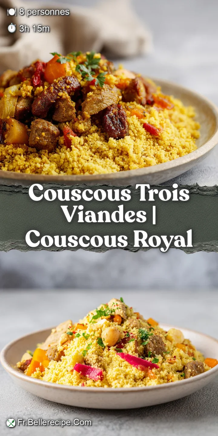 Gros plan sur une viande juteuse et brune, napp&eacute;e d'une sauce onctueuse, pos&eacute;e sur des grains de semoule l&eacute;gers.