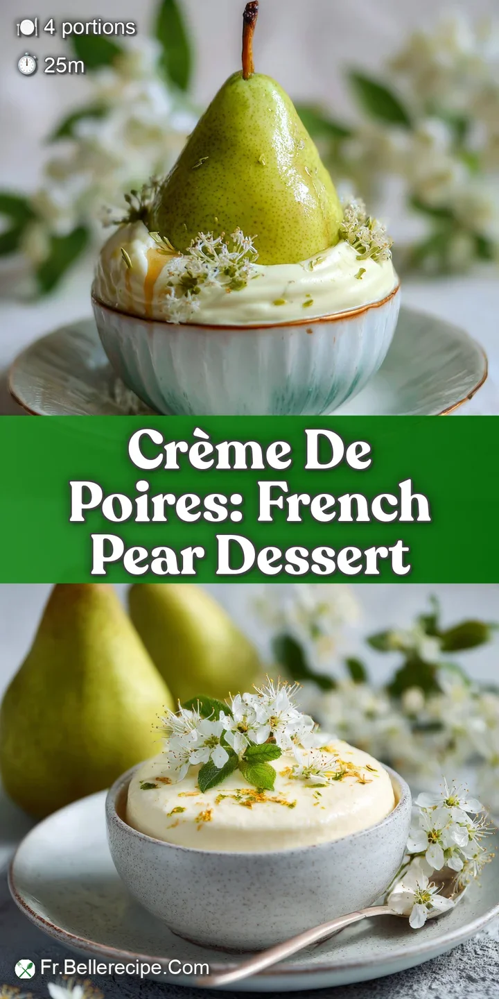 Close-up of pear cream soup featuring its luscious, smooth texture, subtle golden hue, and sprinkled with crunchy toasted ...