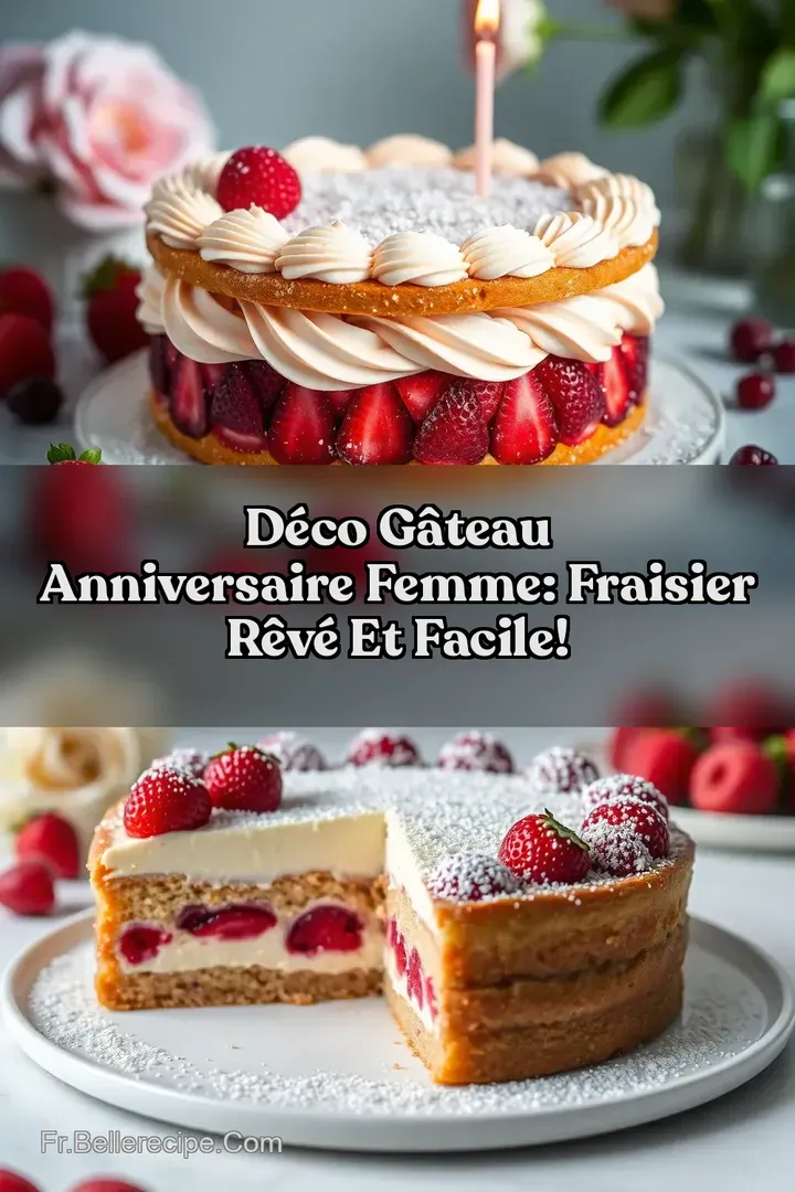 D&eacute;co G&acirc;teau Anniversaire Femme: Fraisier R&ecirc;v&eacute; et Facile!