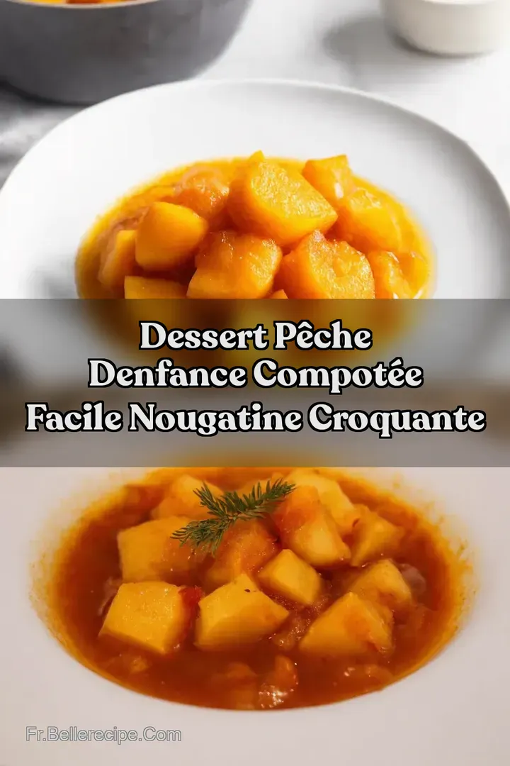 Dessert P&ecirc;che dEnfance Compot&eacute;e Facile Nougatine Croquante