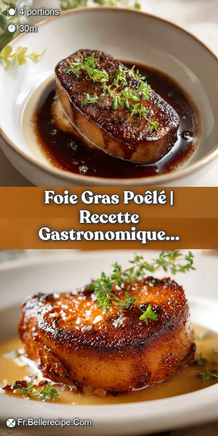 Close-up of glistening seared foie gras with a perfectly caramelized crust, highlighting its rich, buttery texture.