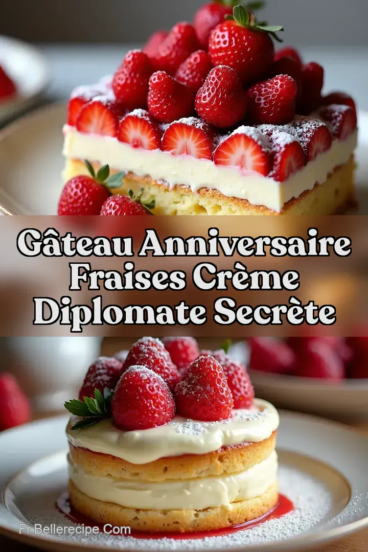 G&acirc;teau Anniversaire Fraises Cr&egrave;me Diplomate Secr&egrave;te