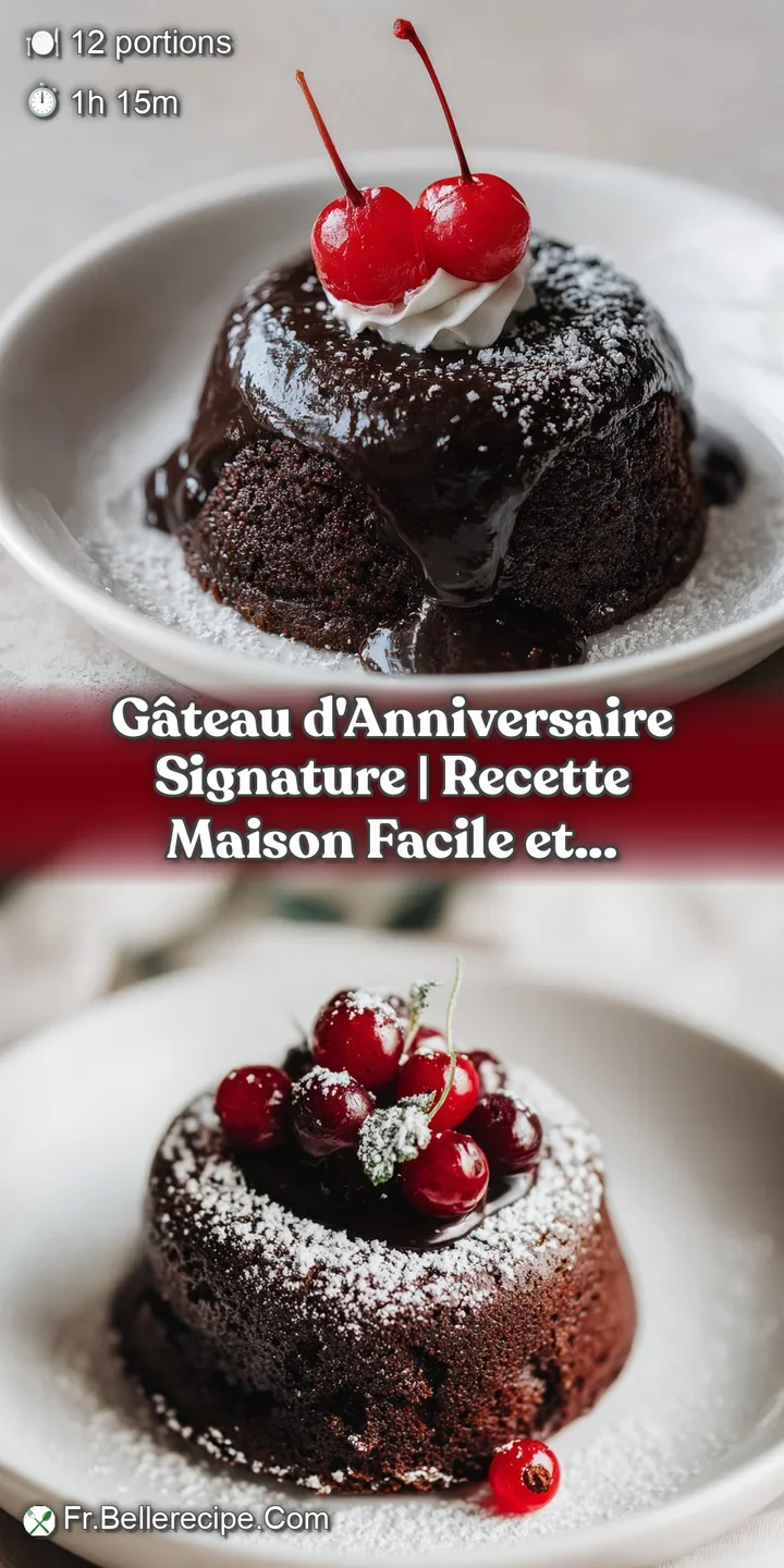 A decadent close-up of rich chocolate ganache dripping down the sides of a beautifully frosted cake, topped with glossy re...