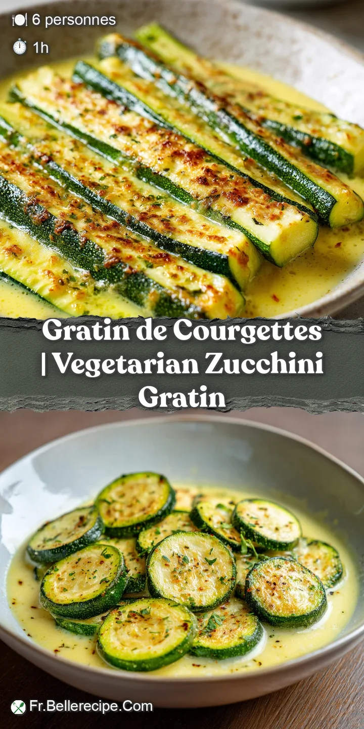 Zoom sur une cro&ucirc;te de fromage grill&eacute;e et croustillante surmontant des courgettes fondantes et une sauce cr&eacute;meuse.
