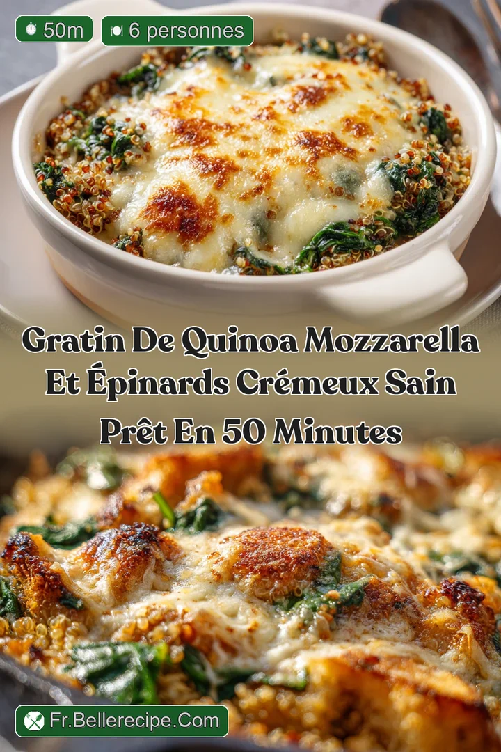 Gratin de Quinoa Mozzarella et &Eacute;pinards Cr&eacute;meux sain pr&ecirc;t en 50 minutes