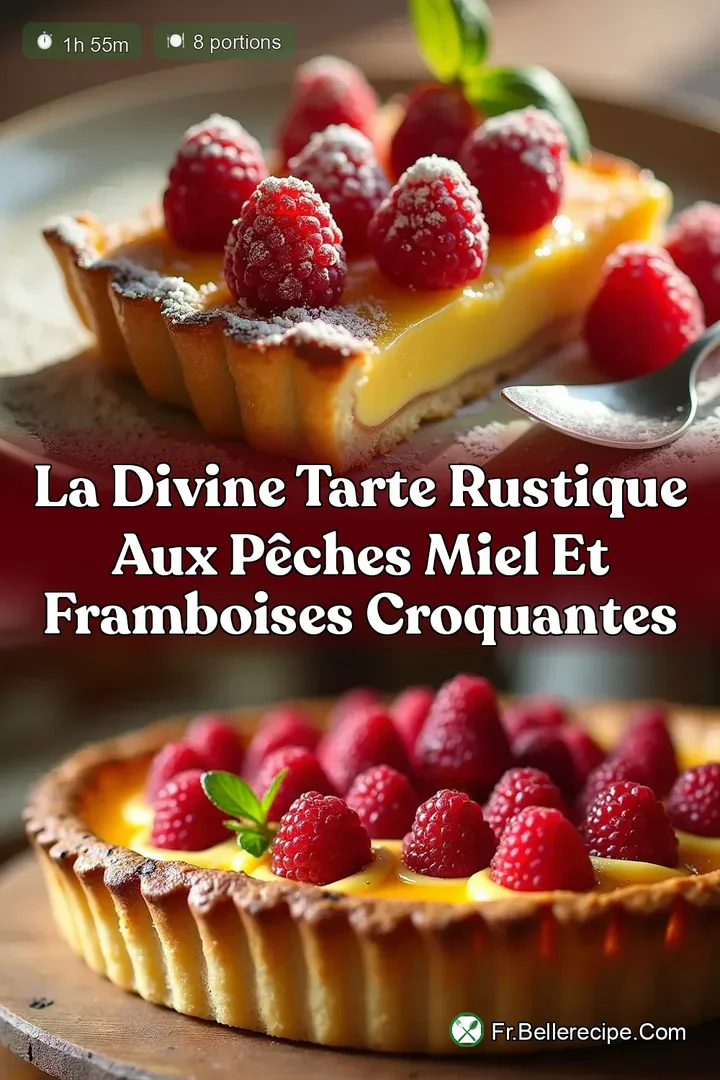 La Divine Tarte Rustique aux P&ecirc;ches Miel et Framboises Croquantes