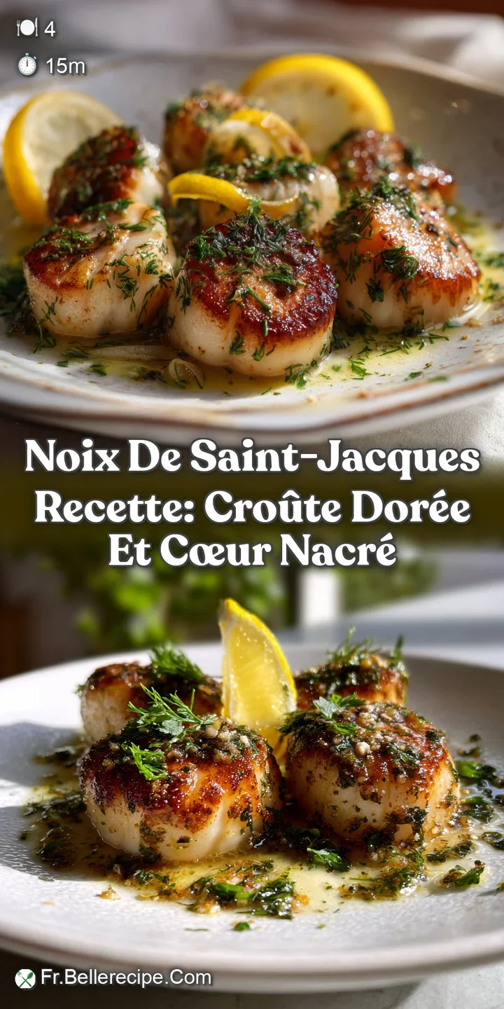 Close-up of perfectly seared scallops: glistening surface, golden crust, revealing tender, pearlescent flesh, an inviting ...