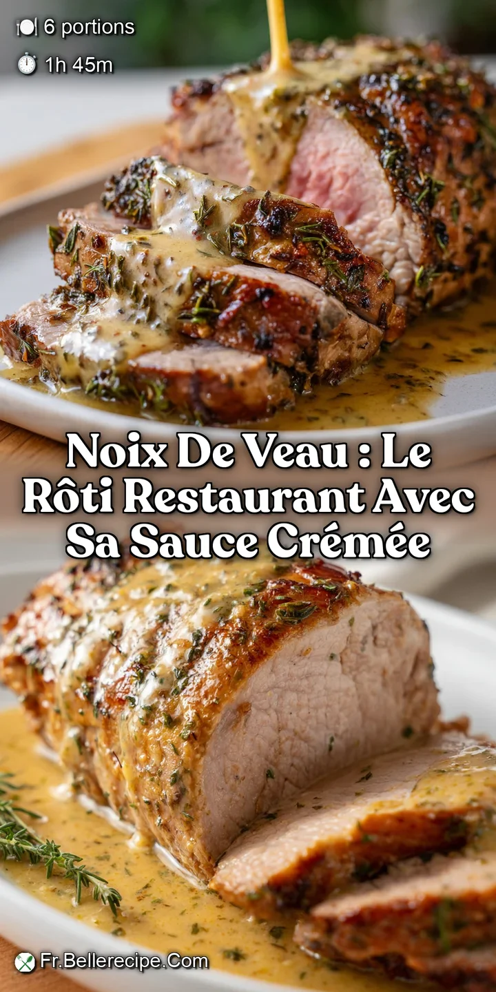 Noix de veau : Le r&ocirc;ti restaurant avec sa sauce cr&eacute;m&eacute;e