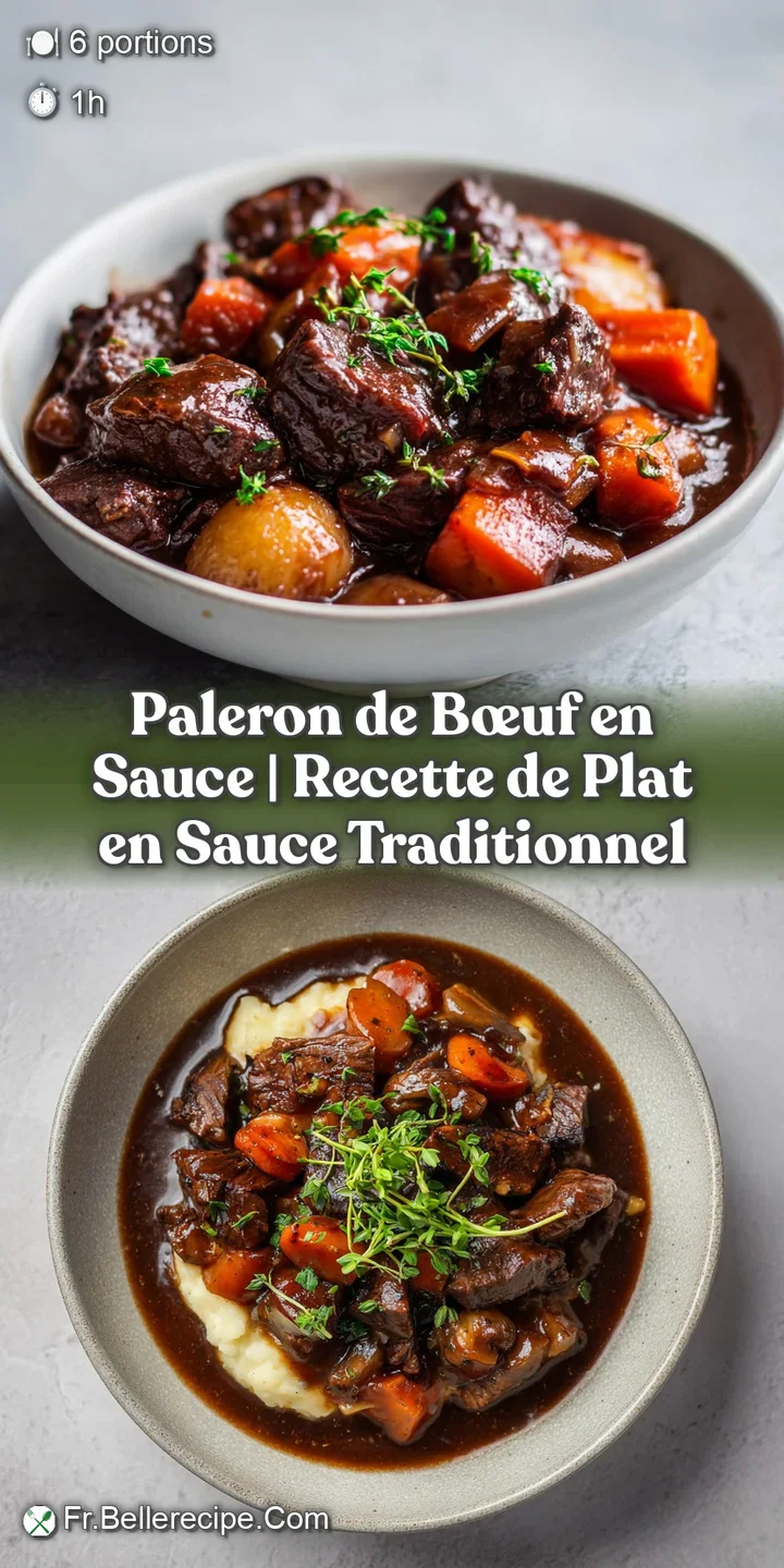 Close-up of succulent, fork-tender beef glistening in a deep, flavorful sauce with a hint of steam.