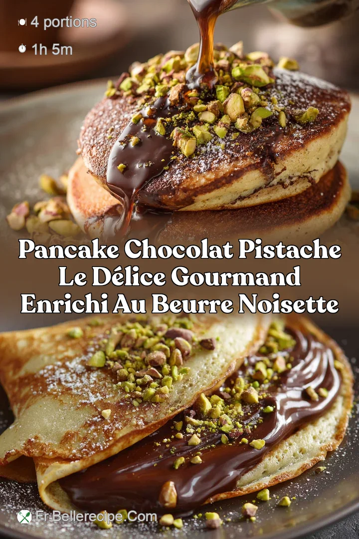 Pancake chocolat pistache Le d&eacute;lice gourmand enrichi au beurre noisette