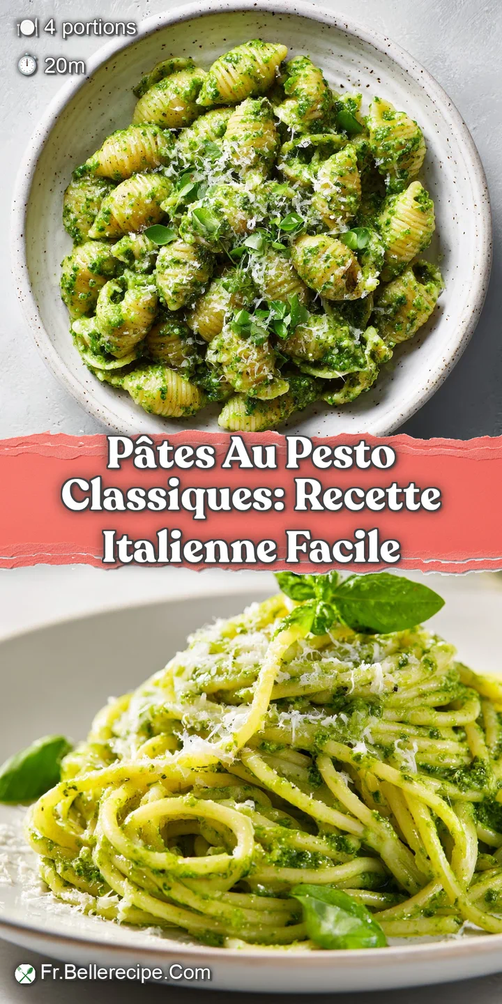 Close-up reveals glistening, verdant pesto clinging to perfectly cooked pasta. Flaky parmesan and fresh basil entice the s...