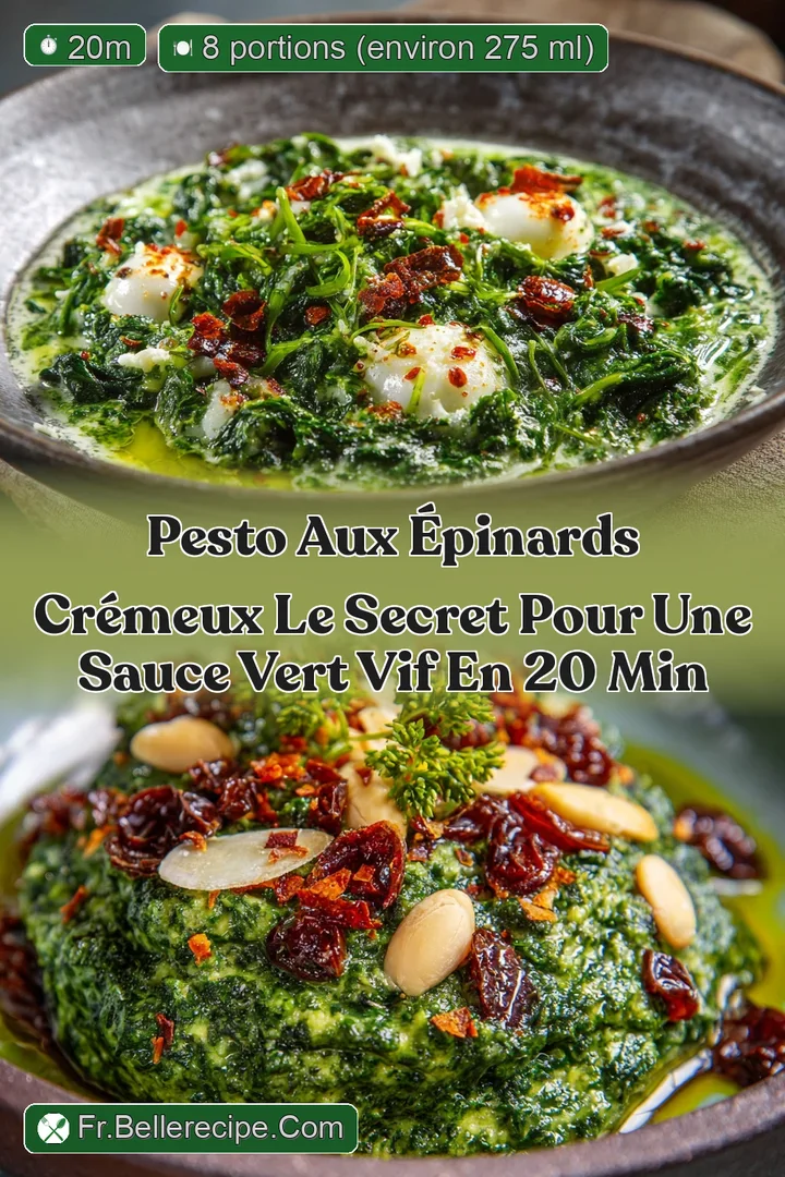 Pesto aux &eacute;pinards cr&eacute;meux Le secret pour une sauce vert vif en 20 min