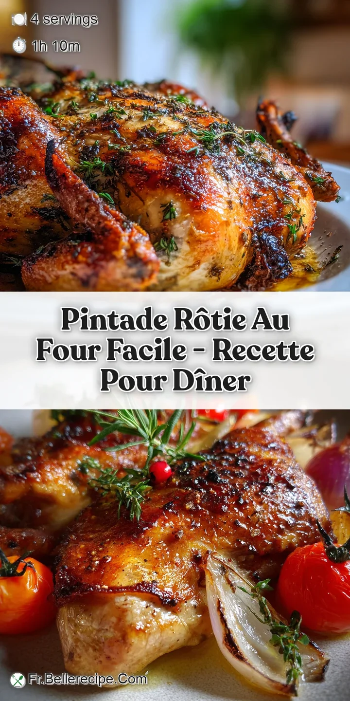 Close-up of beautifully roasted guinea fowl, showcasing crispy, caramelized skin and succulent meat. Golden brown perfecti...