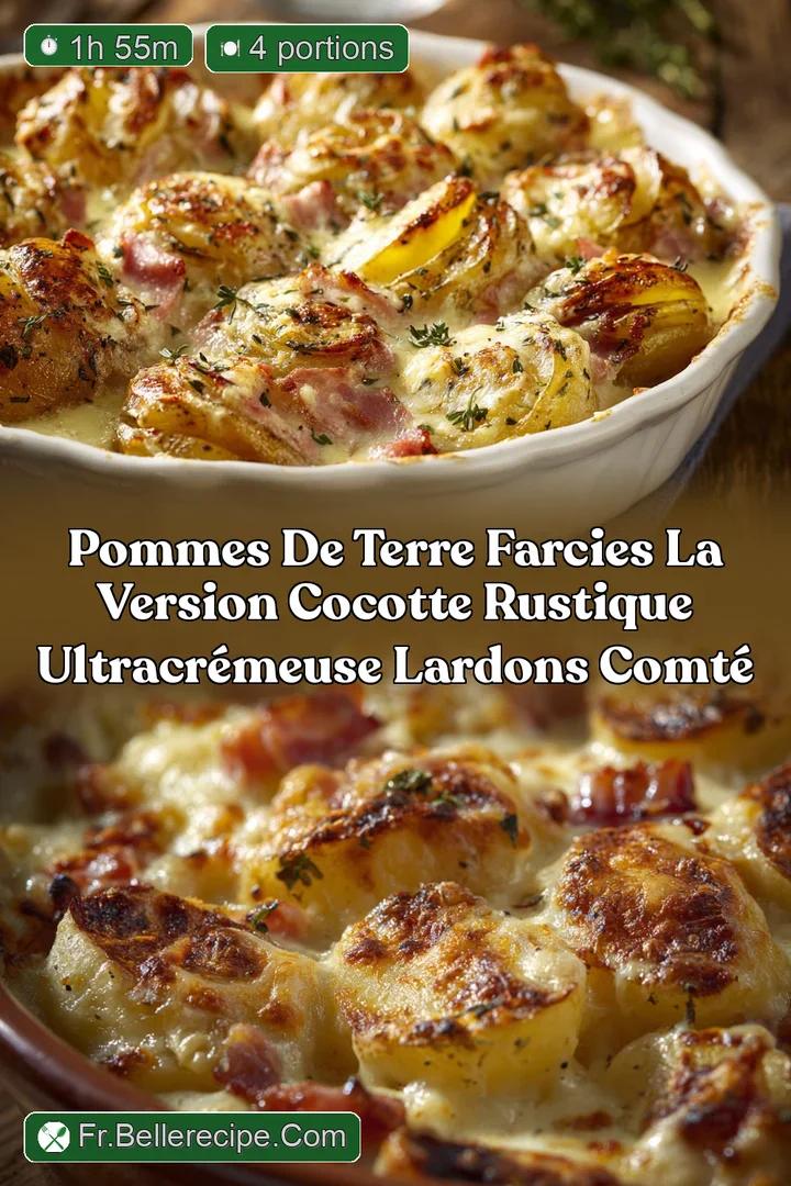 Pommes de Terre Farcies La version Cocotte Rustique ultracr&eacute;meuse Lardons Comt&eacute;