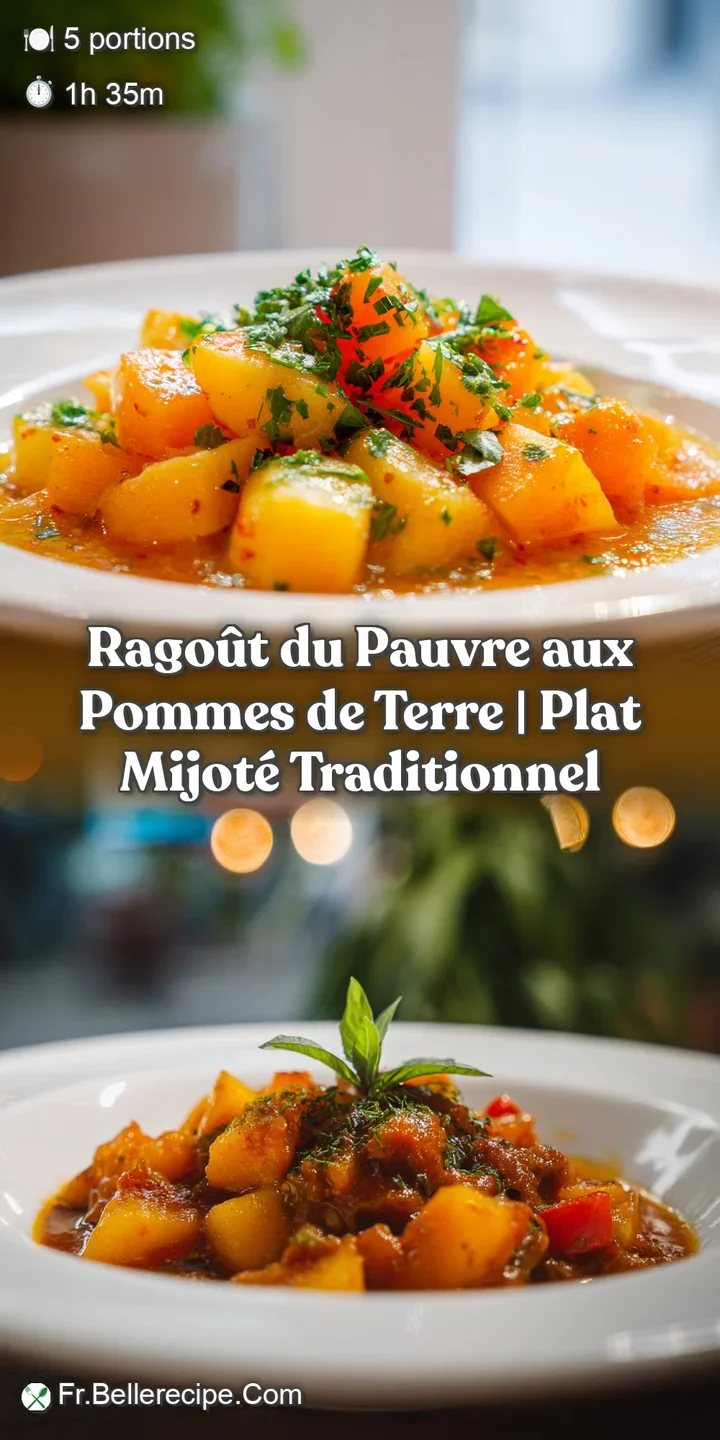 Close-up of tender beef cubes and soft potato pieces in a glistening, savory brown stew.