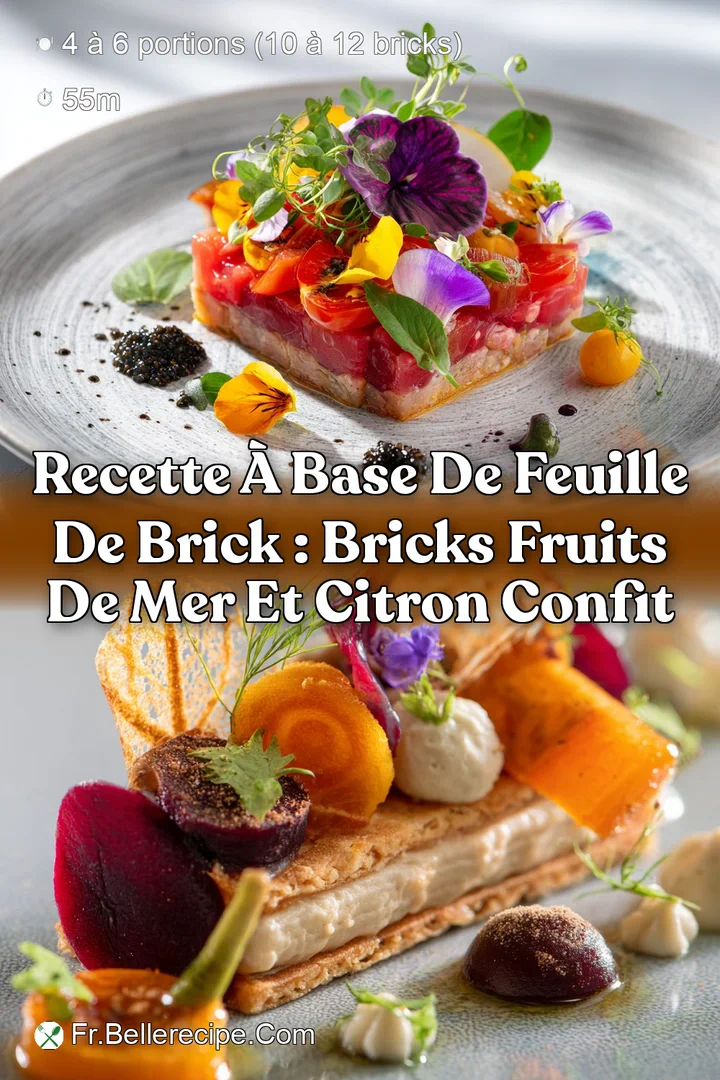 Recette &agrave; base de feuille de brick : Bricks Fruits de Mer et Citron Confit