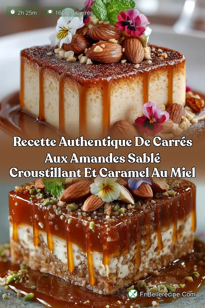 Recette Authentique de Carr&eacute;s aux Amandes Sabl&eacute; Croustillant et Caramel au Miel