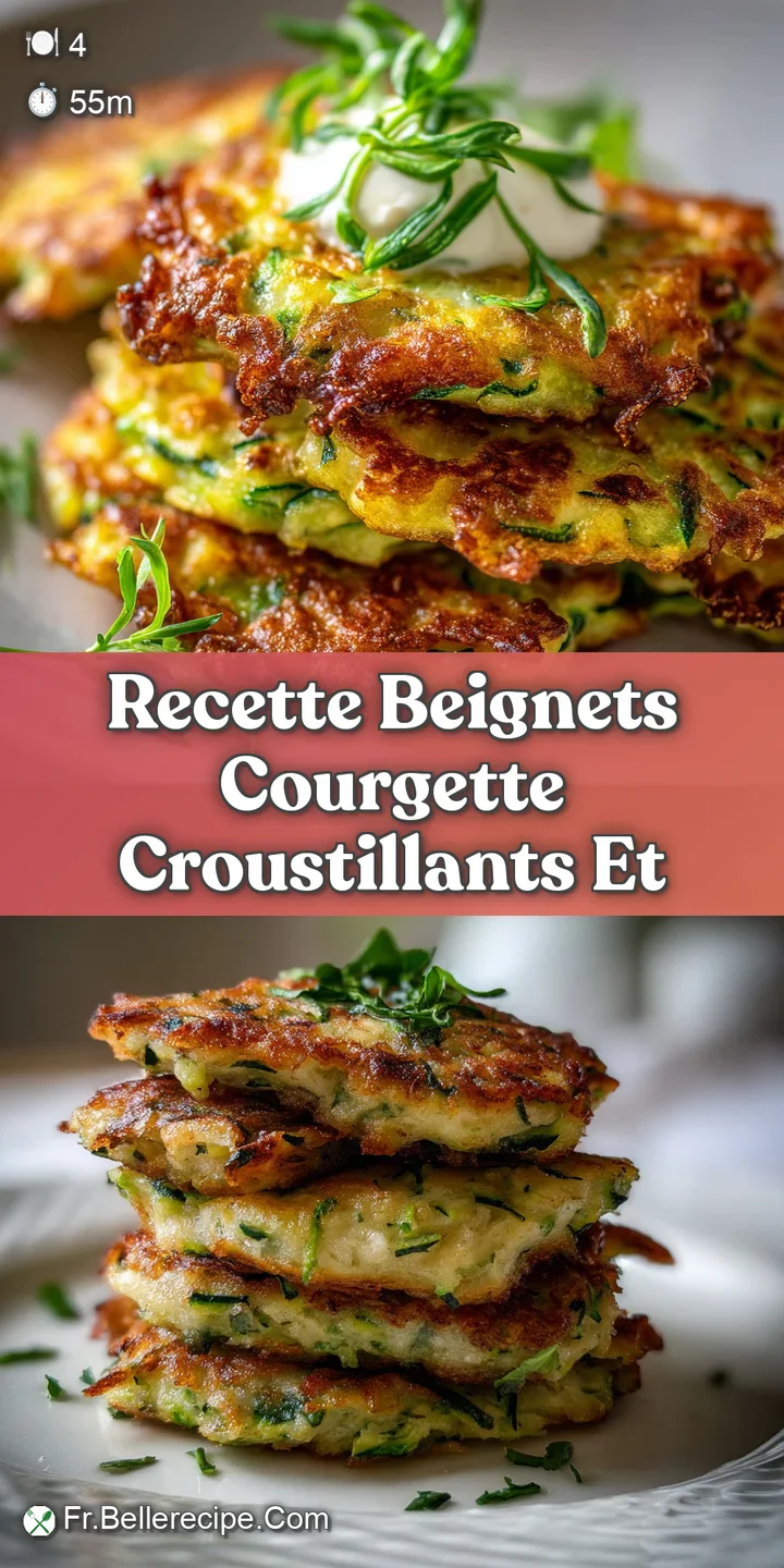 Close-up of a golden brown, crispy zucchini fritter, showcasing its inviting texture and fresh herb garnish. Warm & delici...