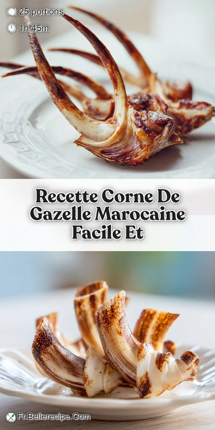 Close-up view of a glazed gazelle horn pastry, highlighting its smooth texture and delicate almond filling inside.