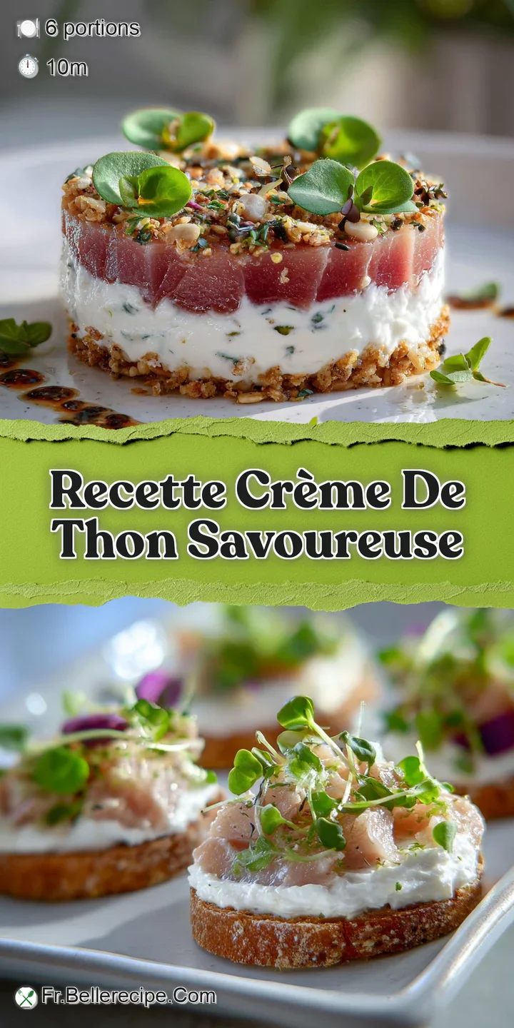 Close-up of a luscious, pale pink tuna spread. Notice the flecks of green herbs and the glistening, rich texture of the dip.