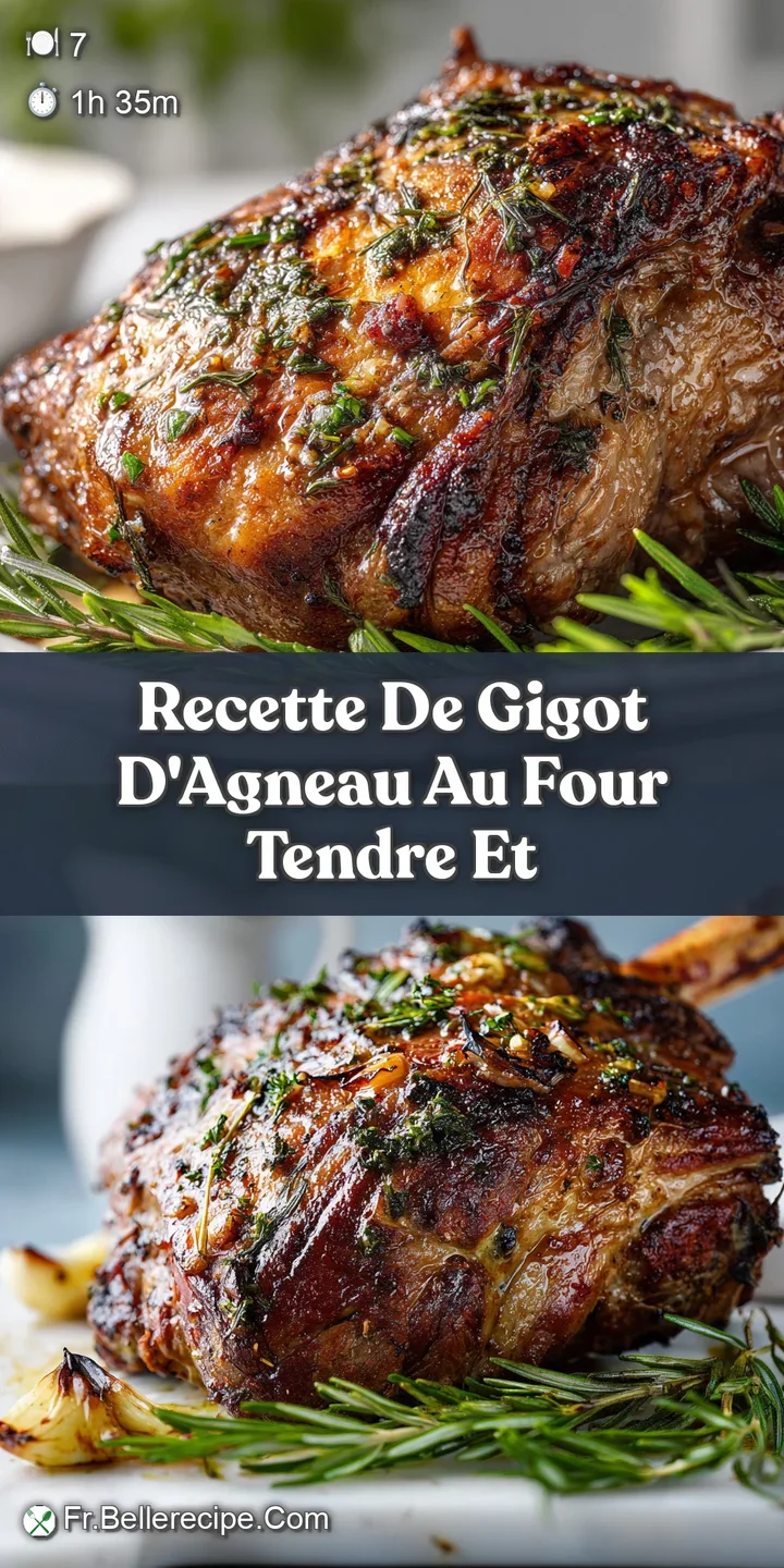 Close-up reveals golden-brown, herb-crusted lamb. Juicy juices pool around cloves of garlic. Savory texture, inviting and ...