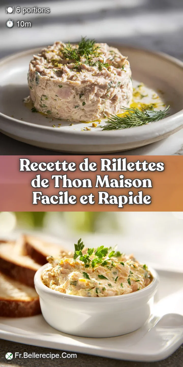 Appetizing close-up of homemade tuna rillettes, showing the creamy texture and visible herbs. A perfect spread for crackers.