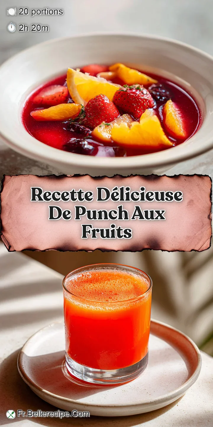 Close-up of homemade fruit punch showcasing juicy chunks of pineapple, strawberries, and oranges suspended in a chilled, b...