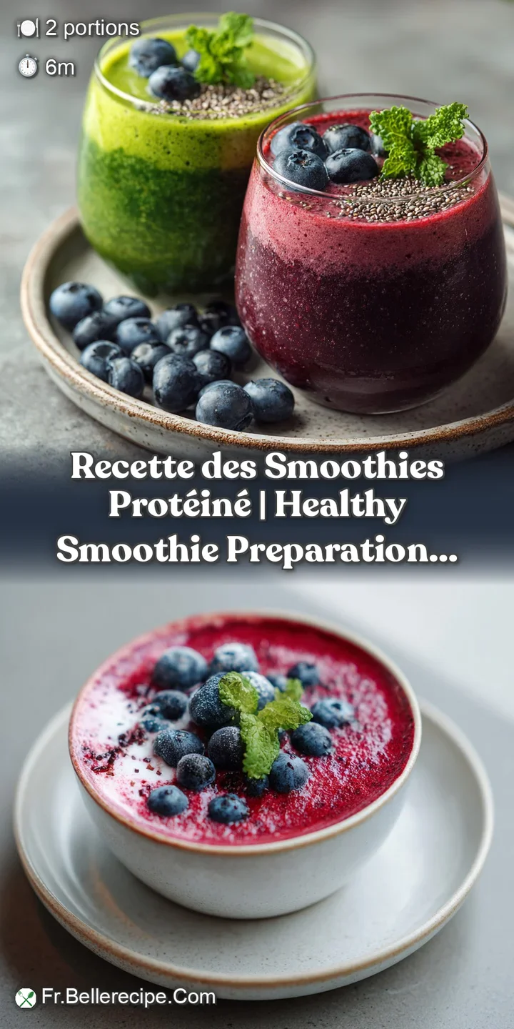 Close-up on a creamy, layered smoothie. See the condensation forming on the glass, topped with vibrant, ripe fruit.