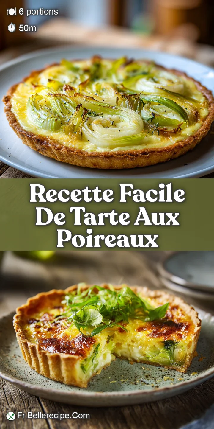 Close-up of a creamy leek tart showcasing the golden-brown, flaky crust. Topping has a slightly caramelized texture for vi...