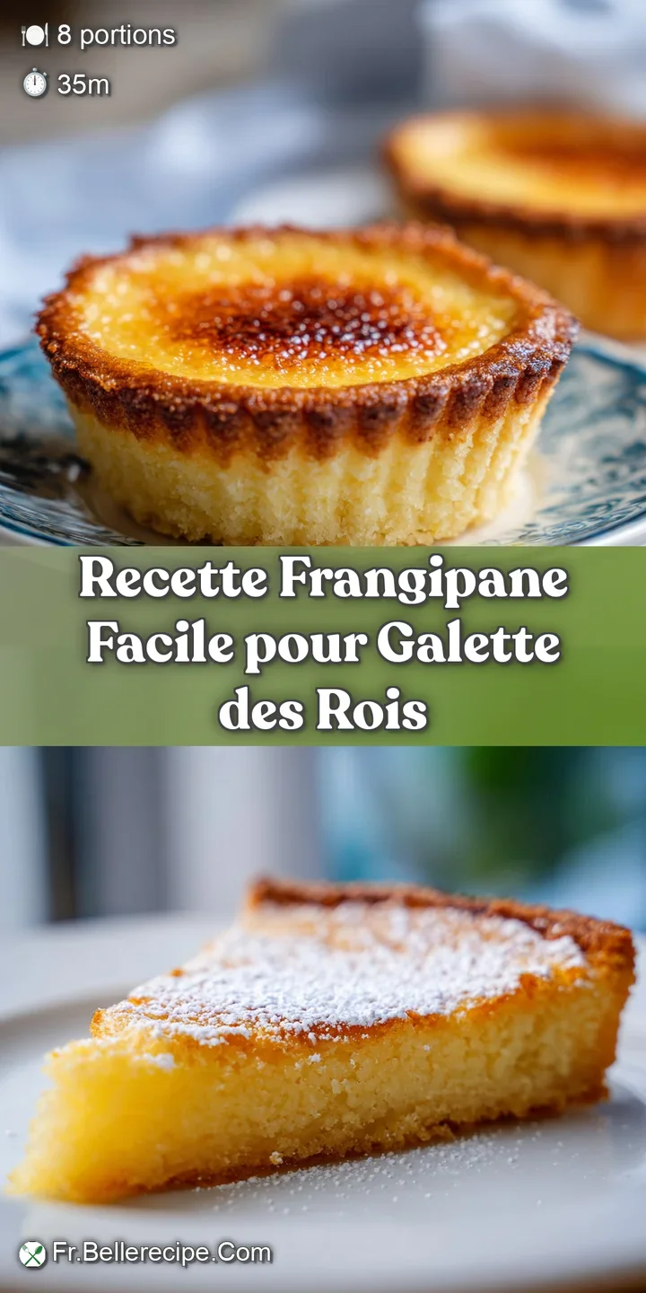 Close-up of a frangipane tart. The rich filling has subtle golden crust, almond slices add texture. Sweet, warm fragrance.