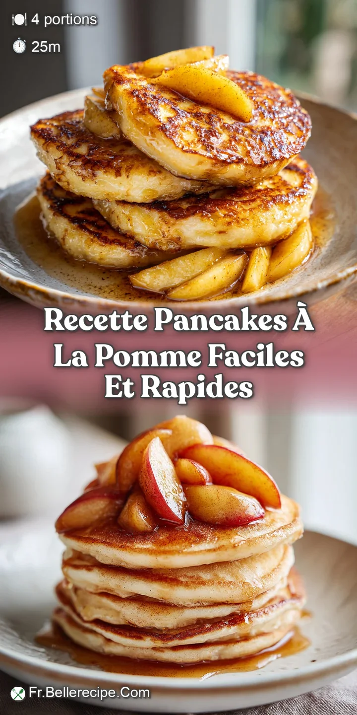 Close-up of a warm pancake featuring caramelized apples and a glistening glaze. The edges are slightly crisp, with a soft ...