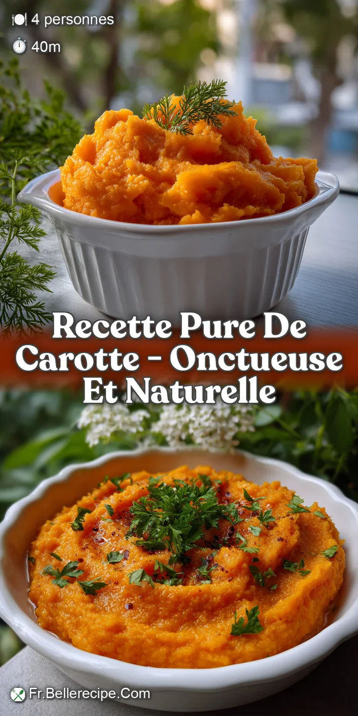 Close-up of a steaming, creamy carrot pur&eacute;e, revealing a rich orange hue and smooth, inviting texture; a truly appetizing ...