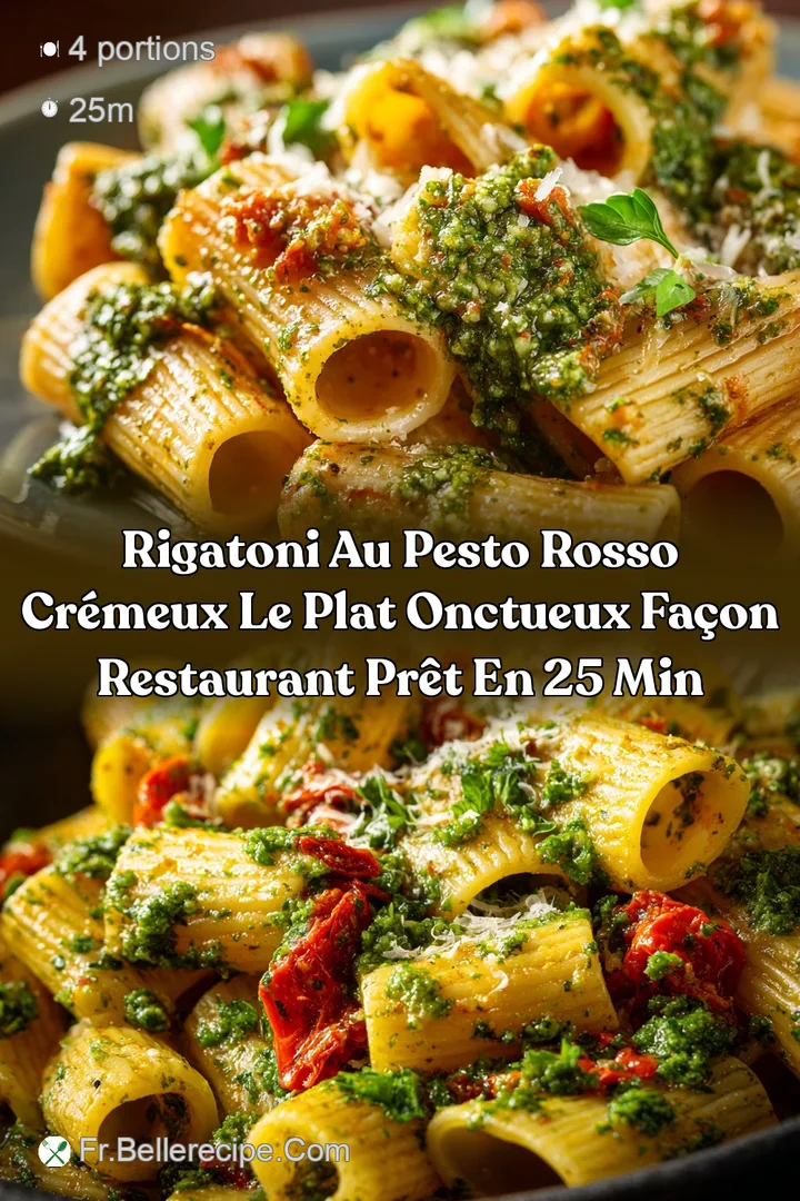 Rigatoni au pesto rosso cr&eacute;meux le plat onctueux fa&ccedil;on restaurant pr&ecirc;t en 25 min