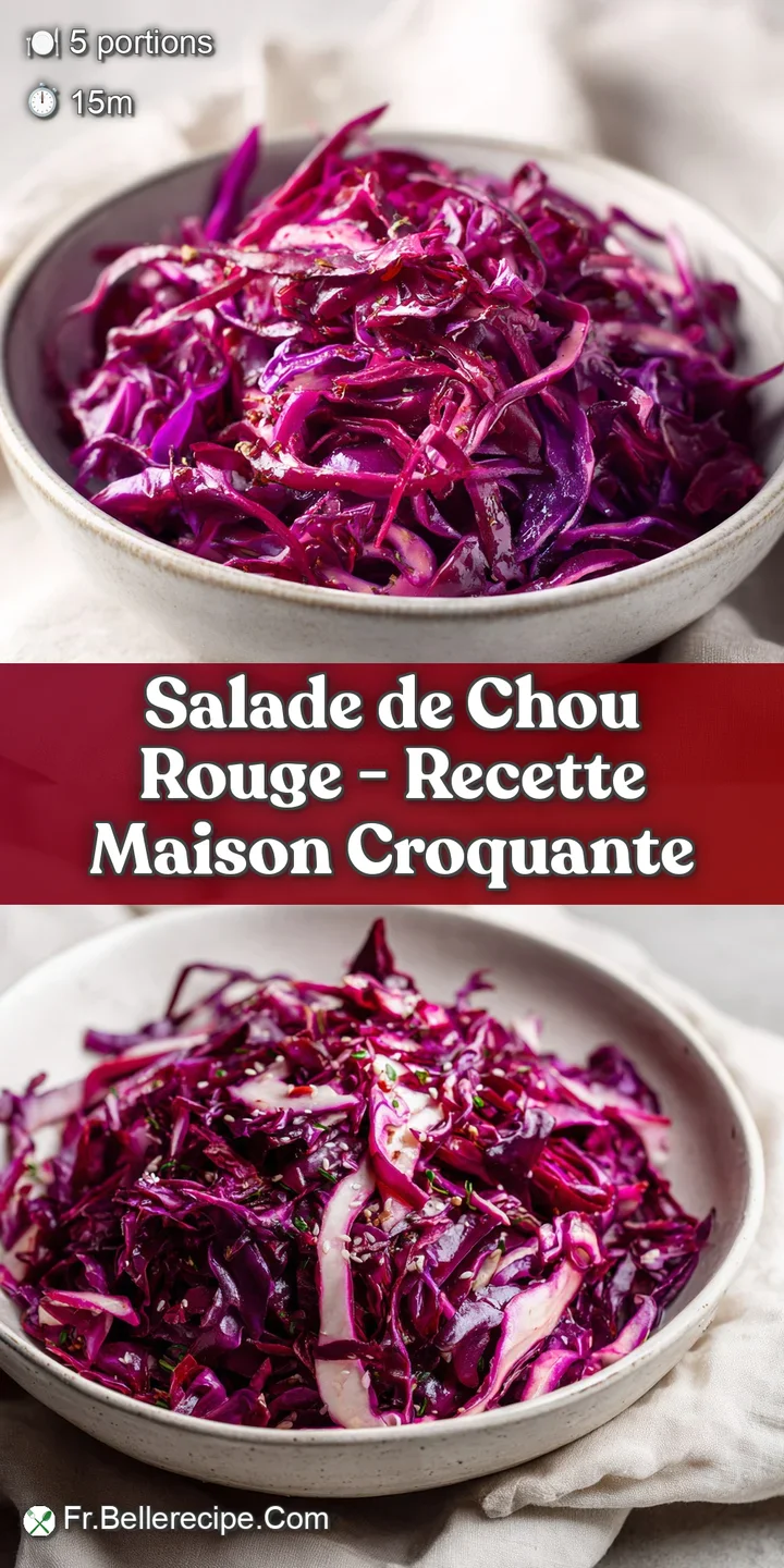 Close-up of crunchy shredded red cabbage mixed with fresh herbs, showing crisp textures.