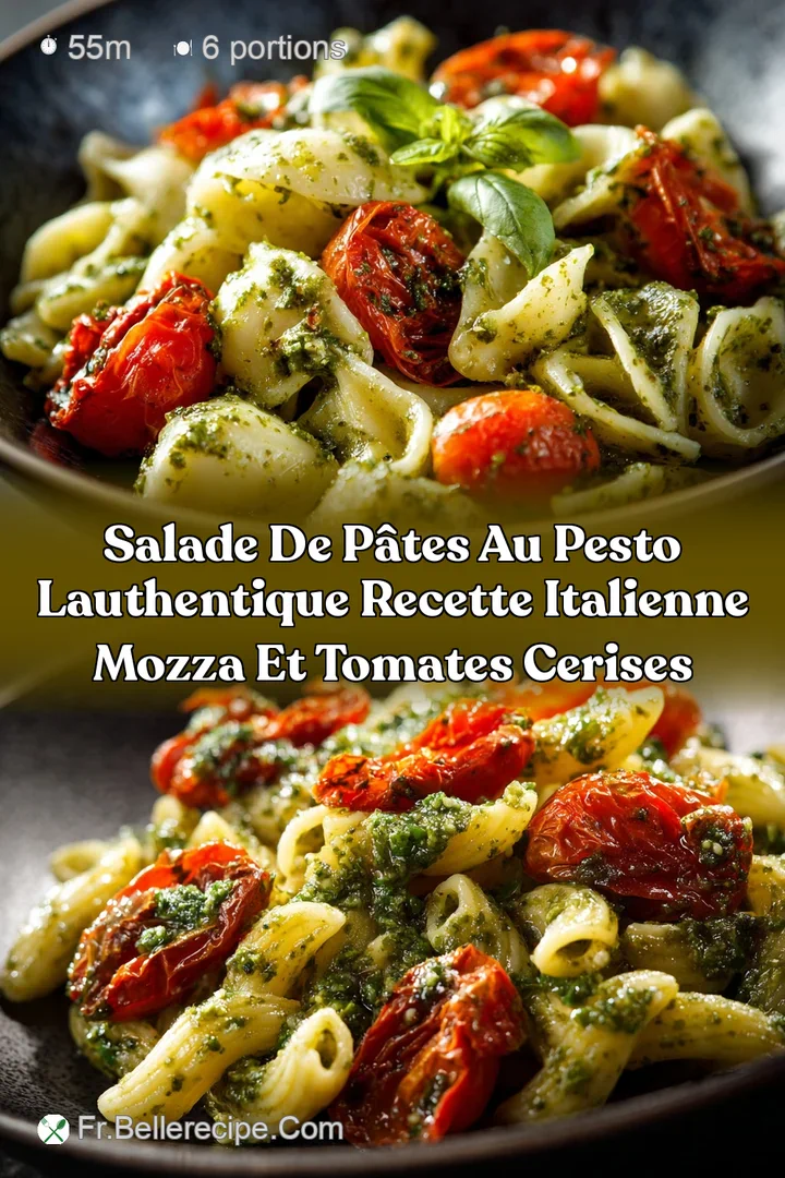 Salade de p&acirc;tes au pesto Lauthentique recette italienne mozza et tomates cerises