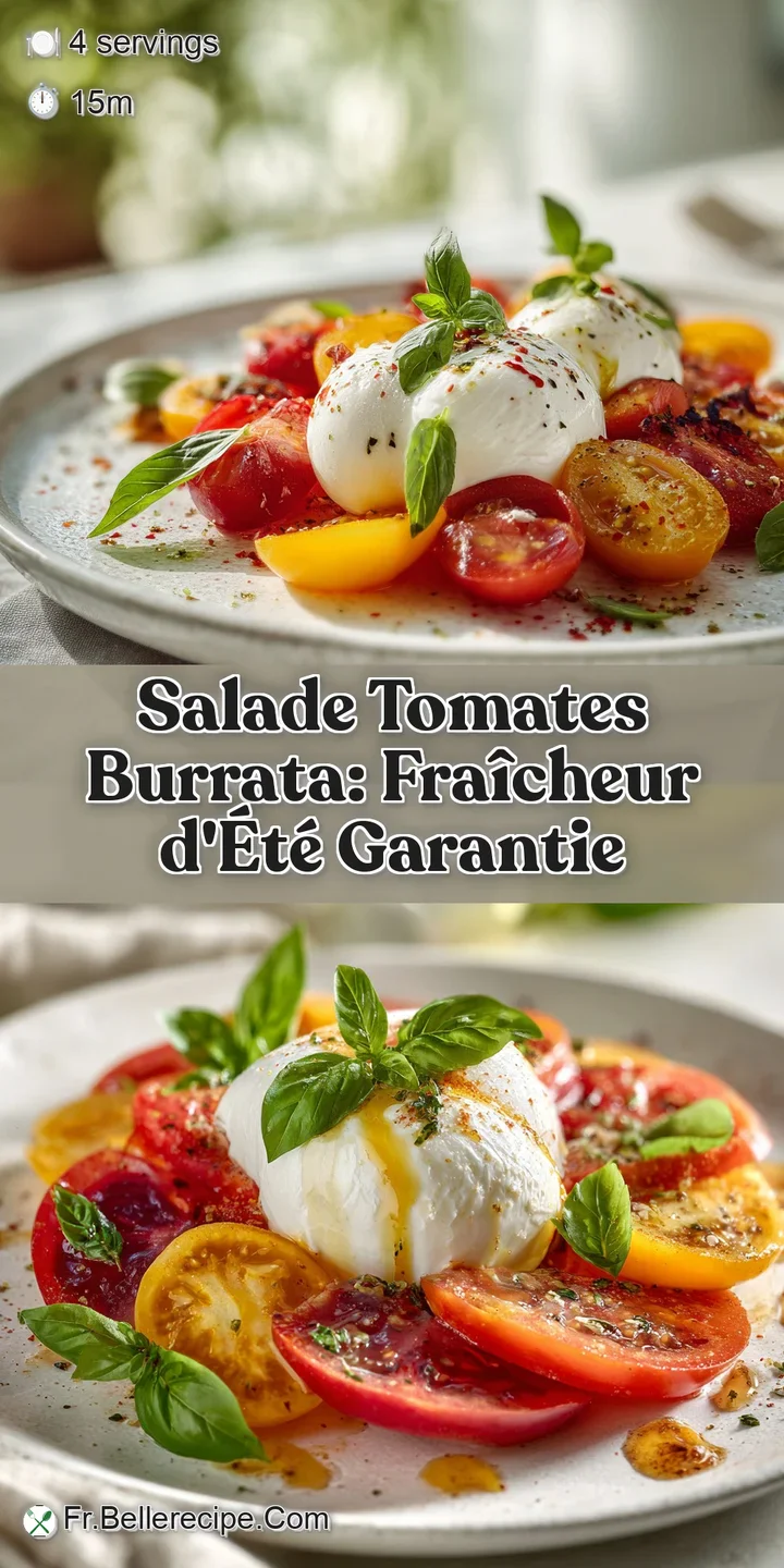 Close-up of a sliced heirloom tomato and a spoonful of burrata, glistening with olive oil. Fresh and bursting with summer ...