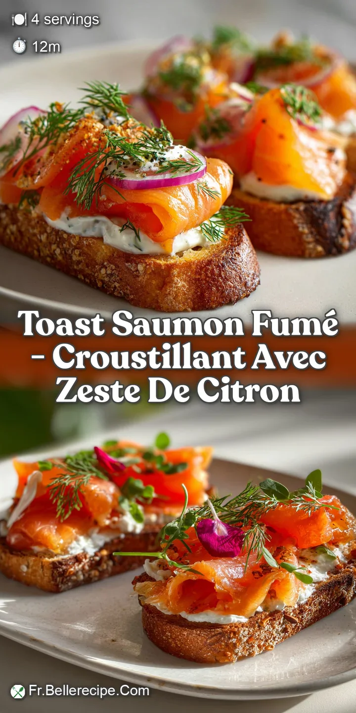 Close-up view of delicate smoked salmon draped over toasted bread, contrasting textures, and vibrant colors of lemon and f...