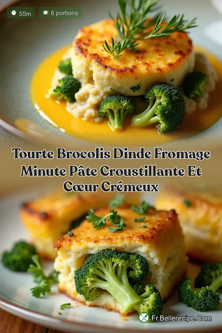 Tourte Brocolis Dinde Fromage Minute P&acirc;te Croustillante et C&oelig;ur Cr&eacute;meux