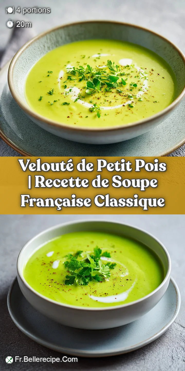 Close-up of bright green pea soup with a velvety texture, catching the light with a subtle sheen.