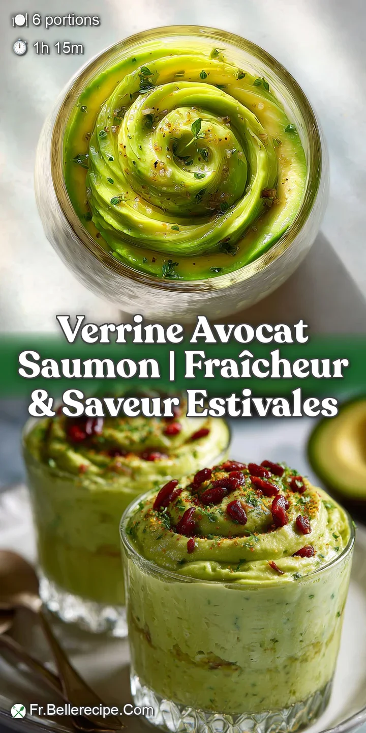 Close-up of a smooth avocado mousse layer, with juicy shrimp and bright green herbs. A fresh, creamy and delightful appeti...