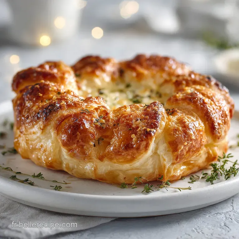 Elegant plate of vibrant, stacked appetizers. Toasted bread with creamy cheese, cured meats, and colorful vegetable toppin...