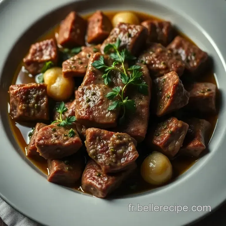 Araign&eacute;e De B&oelig;uf Saut&eacute; Avec Sauce Aux Herbes presentation