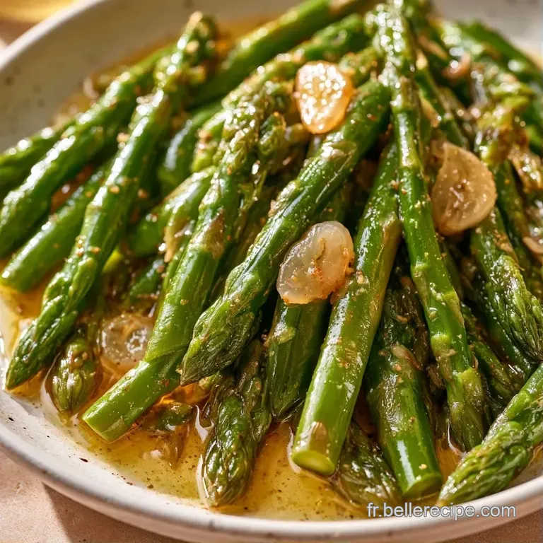 Asperges tendres align&eacute;es avec soin, napp&eacute;es d'un filet d'huile brillante et agr&eacute;ment&eacute;es de zestes de citron jaune frais.