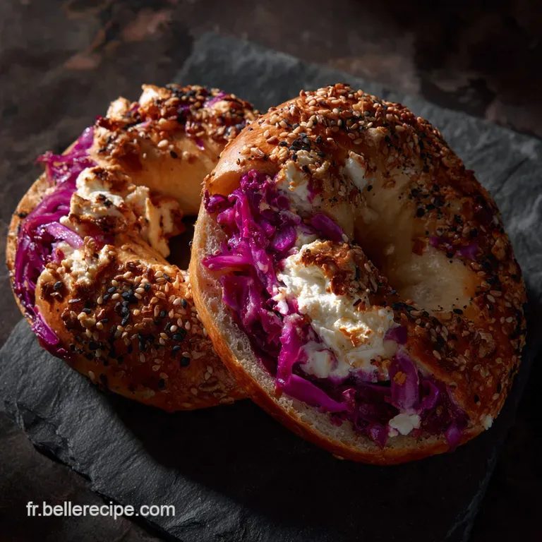 Bagel au chou rouge et ch&egrave;vre frais Le sandwich bistrot fait maison