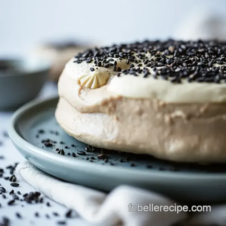Black Sesame & Yuzu Chiffon Cake presentation